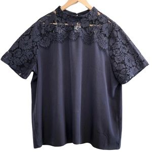 Ann Taylor, Short Sleeve, Lace Detail Blouse, Size XXL